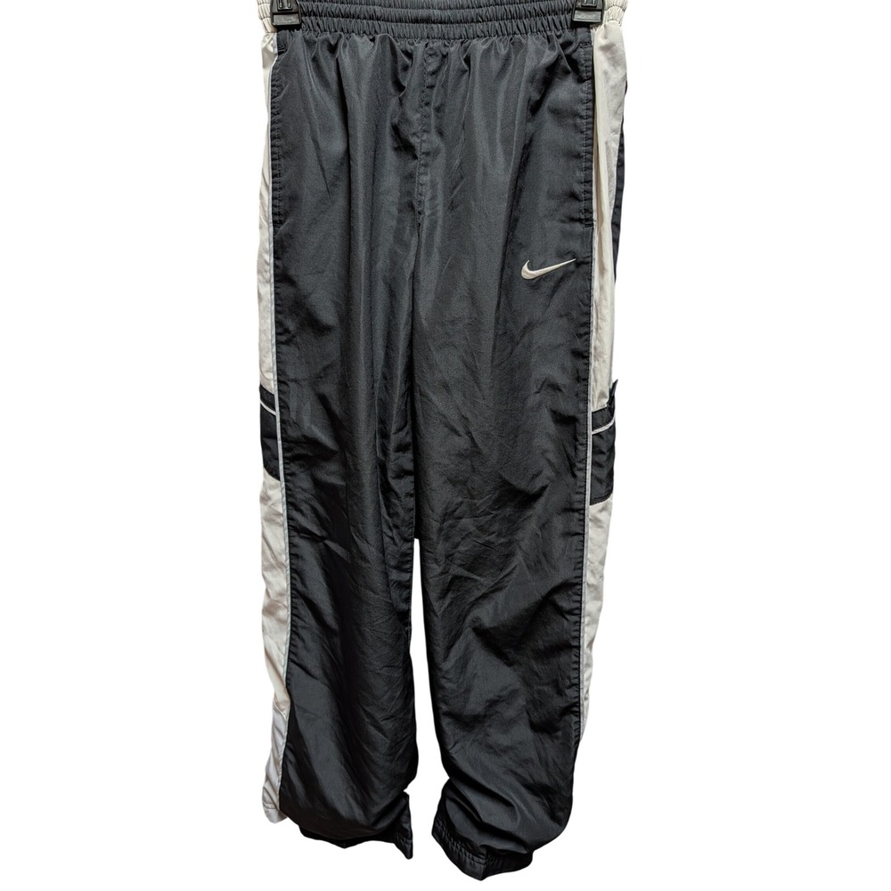 Nike Track Pants Kids Large Black Excellent Colorblock Zipper Ankle Mesh Lined